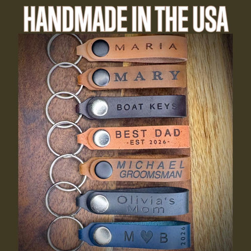 1, Personalized Leather Keychain, Handmade Shackle Keychain, Anniversary key ring, 3 year Anniversary Gift, Men's Keychain, Mother’s Day